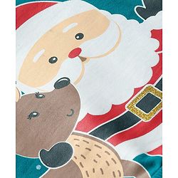 Babyhug Knit Full Sleeves Sweatshirt With Santa Claus Graphics & Peter Pan Collar - Teal