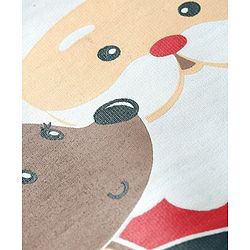 Babyhug Knit Full Sleeves Sweatshirt With Santa Claus Graphics & Peter Pan Collar - Teal