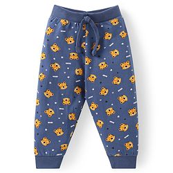Babyhug Cotton Knit Full Length Striped & Tiger Printed Lounge Pants Pack of 3 - Navy Blue & Yellow