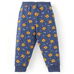 Babyhug Cotton Knit Full Length Striped & Tiger Printed Lounge Pants Pack of 3 - Navy Blue & Yellow