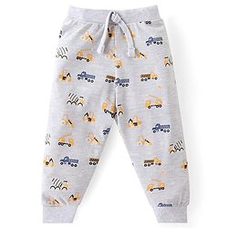 Babyhug Cotton Knit Full Length Lounge Pants with Vehicle Print Pack of 3 - Multicolour