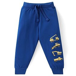 Babyhug Cotton Knit Full Length Lounge Pants with Vehicle Print Pack of 3 - Multicolour