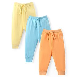 Babyhug Cotton Knit Full Length Lounge Pants Solid Colour Pack of 3 - Multicolour