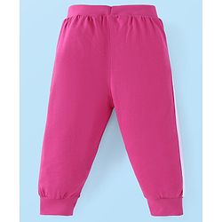 Babyhug Cotton Knit Full Length Solid Lounge Pants With Logo Print Pack of 3 - Violet Dark Pink & Pink