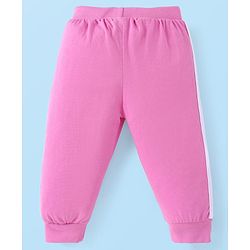 Babyhug Cotton Knit Full Length Solid Lounge Pants With Logo Print Pack of 3 - Violet Dark Pink & Pink