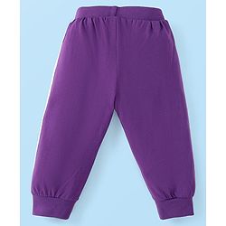 Babyhug Cotton Knit Full Length Solid Lounge Pants With Logo Print Pack of 3 - Violet Dark Pink & Pink