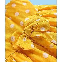 Babyhug Rayon Woven Frock Polka Dot With Full Sleeves Solid T-Shirt - Yellow & White