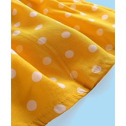 Babyhug Rayon Woven Frock Polka Dot With Full Sleeves Solid T-Shirt - Yellow & White