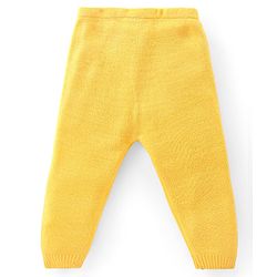 Babyhug Knitted Full Sleeves Sweater Set with Colour Block Design & Patch Work Detailing - Yellow & Blue