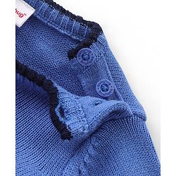 Babyhug Knitted Full Sleeves Sweater Set with Colour Block Design & Patch Work Detailing - Yellow & Blue