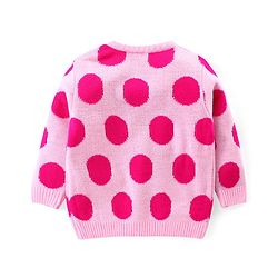 Babyhug Knitted Full Sleeves Pullover Sweater Set Polka Dot - Pink