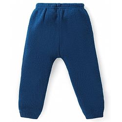Babyhug Organic Cotton Knitted Full Sleeves Front Open Sweater Set with Cap & Hearts Design - Navy Blue