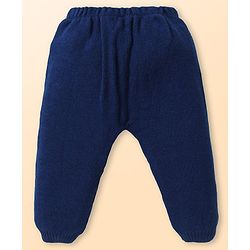 Babyhug Knitted Full Sleeves Striped Front Open Sweater Set with Pocket - Navy Blue & White