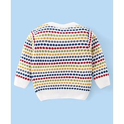 Babyhug Knit Full Sleeves Sweater Set with Design - White