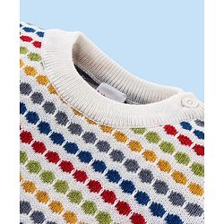 Babyhug Knit Full Sleeves Sweater Set with Design - White