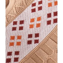 Babyhug Knitted Full Sleeves Cable Knit Designed Pullover Sweater Set - Beige