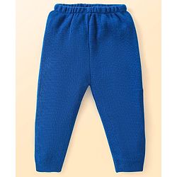 Babyhug Knitted Full Sleeves Pullover Sweater Set with Colour Block Design - Navy Blue