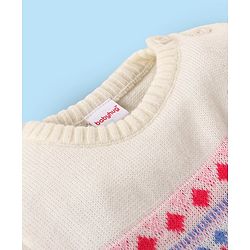 Babyhug Knitted Full Sleeves Aztec Designed Pullover Sweater Set - Off White