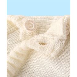 Babyhug Knitted Full Sleeves Aztec Designed Pullover Sweater Set - Off White