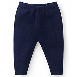 Babyhug Knit Full Sleeves Front Open Sweater Set with Aztec Design & Cap - Navy Blue