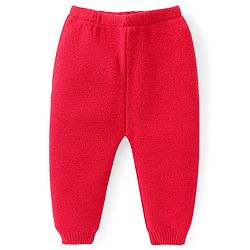 Babyhug Knitted Full Sleeves Heart Designed Pullover Sweater Set - Red