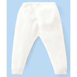 Babyhug Knitted Full Sleeves Front Open Sweater Set with Floral Design - Offwhite