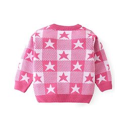 Babyhug Knit Full Sleeves Sweater Set With Star Design - Pink