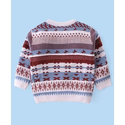 Babyhug Knit Full Sleeves Sweater Set With Aztec Design - Multicolor