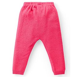 Babyhug Knitted Full Sleeves Pullover Sweater Set with Floral Design - Pink