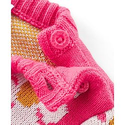 Babyhug Knitted Full Sleeves Pullover Sweater Set with Floral Design - Pink