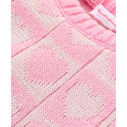 Babyhug Knitted Full Sleeves Pullover Sweater Set With Hearts Design - Light Pink