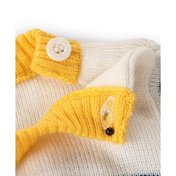 Babyhug Knitted Full Sleeves Front Open Striped Sweater Set - Navy Blue Yellow & White