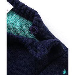 Babyhug Knit Full Sleeves Pullover Sweater Set with Aztec Design - Navy Blue & Grey