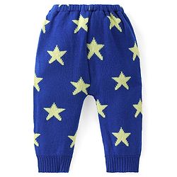Babyhug Full Length Fleece and Woolen Lounge Pant Star Design - Blue