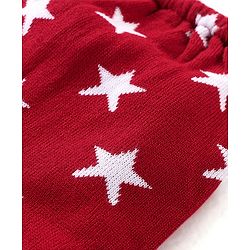 Babyhug Knit Full Length Fleece & Woollen Pant with Star Design - Red & White