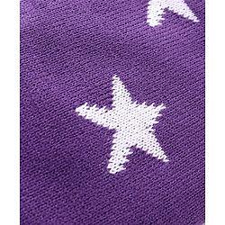 Babyhug Knit Full Length Fleece & Woollen Pant with Star Embroidery - Purple & White