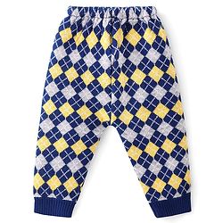 Babyhug Full Length Sweater Knit Fleece & Woollen Pants With Kite Design - Mustard & Grey