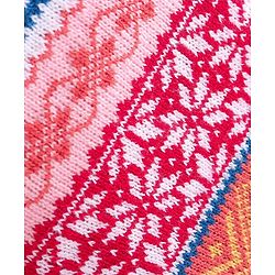 Babyhug Knit Full Length Fleece & Woollen Pant with Floral Design - Rust Orange