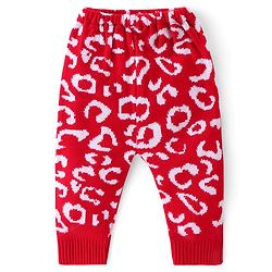 Babyhug Full Length Fleece and Woollen Lounge Pant Abstract Design - Red