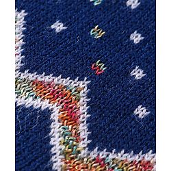 Babyhug Knitted Full Sleeves Woollen Dress with Aztec Design - Blue
