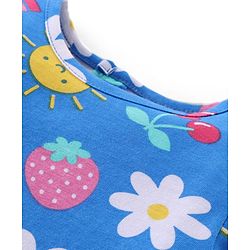 Babyhug Cotton Knit Full Sleeves Night Suit with Floral & Rainbow Print - Blue