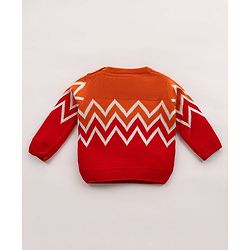Babyhug Knit Full Sleeves Sweater Chevron Design - Orange