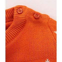 Babyhug Knit Full Sleeves Sweater Chevron Design - Orange