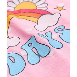 Babyhug Cotton Knit Flutter Sleeves Nighty Heart Print - Pink