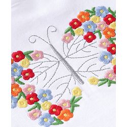 Babyhug Single Jersey Knit Half Frill Sleeves Top and Skirt With Butterfly Embroidery- White & Red