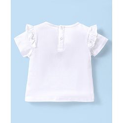 Babyhug Single Jersey Knit Half Frill Sleeves Top and Skirt With Butterfly Embroidery- White & Red