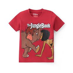 Babyhug Disney Cotton Knit Half Sleeves T-Shirt with Jungle Book Graphics - Red