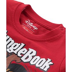 Babyhug Disney Cotton Knit Half Sleeves T-Shirt with Jungle Book Graphics - Red