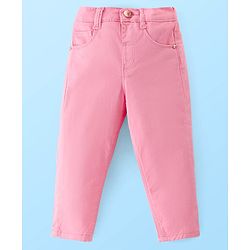 Babyhug Cotton Woven Full Sleeves Top & Pants Set With Floral Embroidery - White & Pink