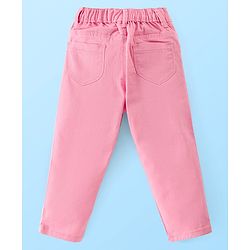 Babyhug Cotton Woven Full Sleeves Top & Pants Set With Floral Embroidery - White & Pink